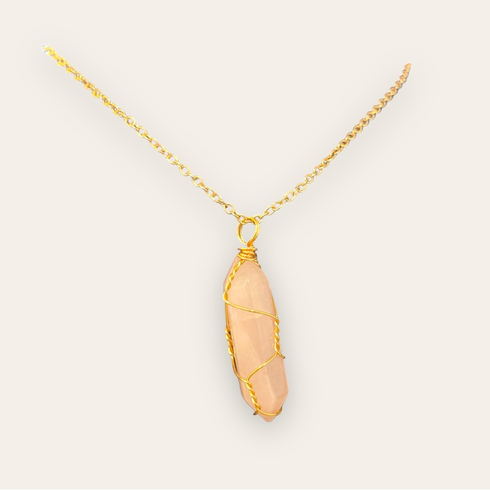 Light Pink Coral Stone Pendant Necklace